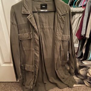 Womens BDG army green jacket, Cotton/Linen Blend, Oversized